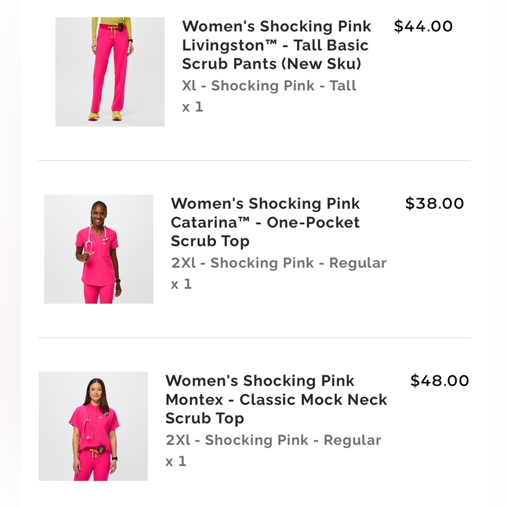 Figs Women's Shocking Pink Catarina One-Pocket Scrub Top